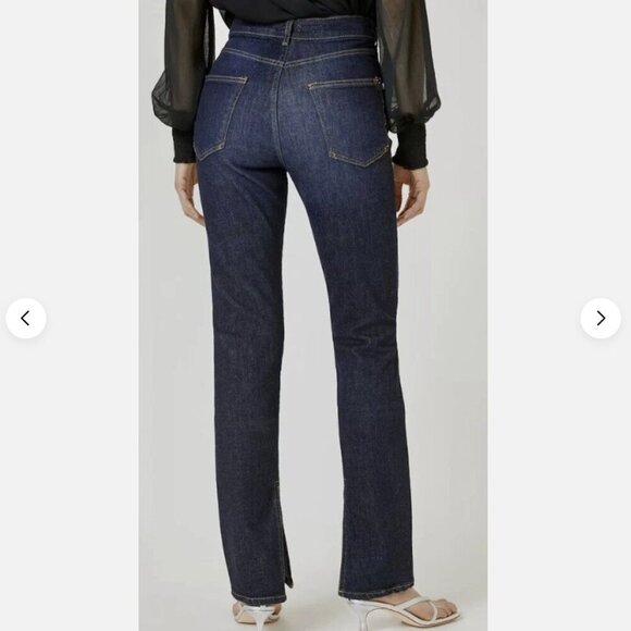 Anthropologie Pilcro Split Straight Leg Jeans Denim Dark Wash Women's 28 X 33 - Picture 3 of 16